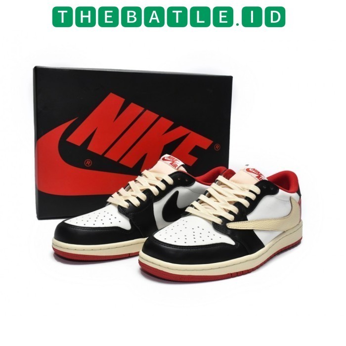 Sepatu Basket Nike Air JORDAN AJ 1 Low Fragment Travis White Black Red BNIB Original