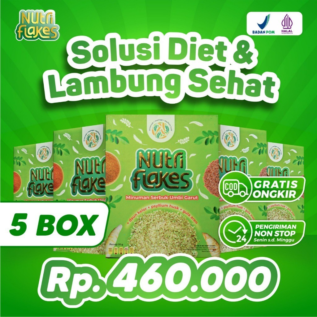 

NUTRIFLAKES Paket 5 Box - Solusi Diet Untuk Lambung Sehat