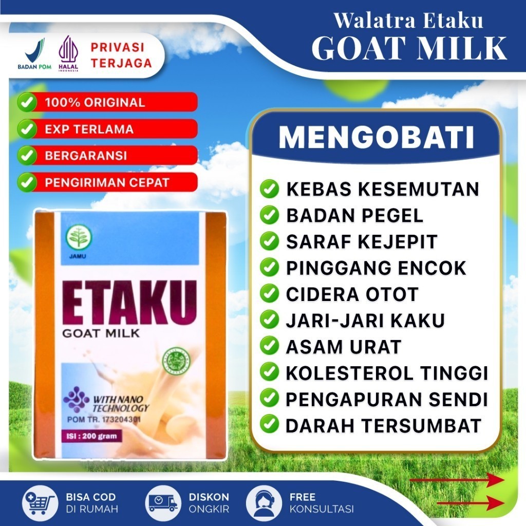 

Flashsale Etaku Disc 1 Box 45% Susu Buat Kebas Kesemutan Badan Pegel Sakit Semua Etaku Goat Milk