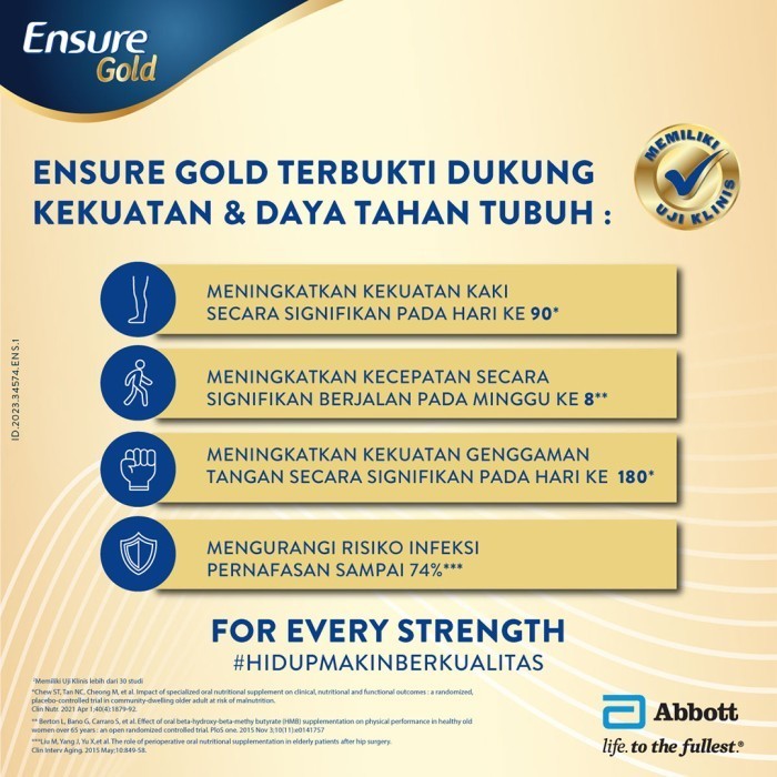 

Ensure Gold HMB Vanila 850 g - Nutrisi Dewasa Rendah Laktosa