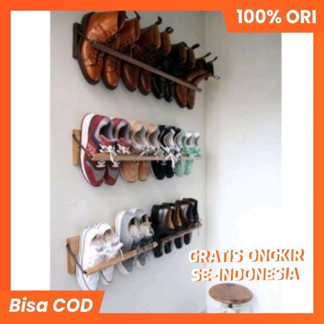 rak sepatu kayu tempel dinding murah dan berkualitas
