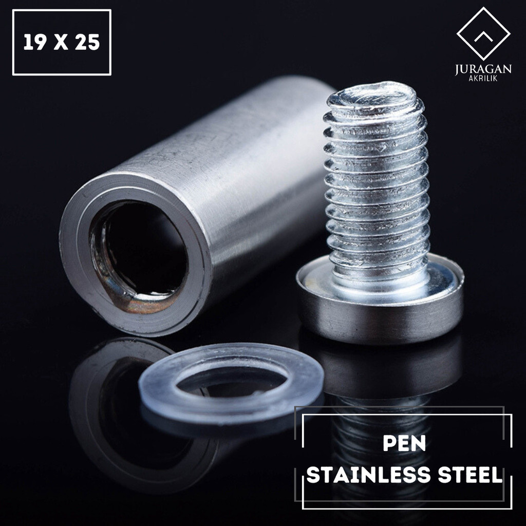 Pen Iklan Stainless / Baut Akrilik Sign Board 19 x 25