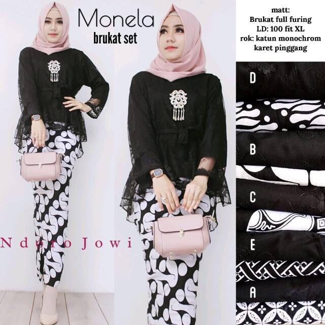 [BANTING HARGA] kebaya monela  brokat Set Batik Solo Fashion Wanita Gamis Batik Modern model terbaru