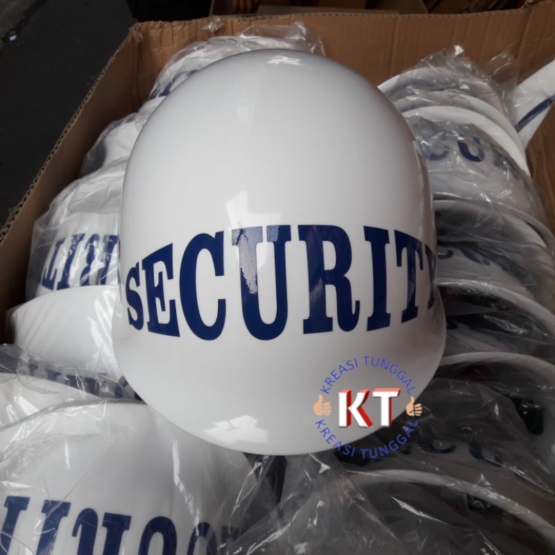 HELEM PUTIH helm security lis/helm tulisan security lis