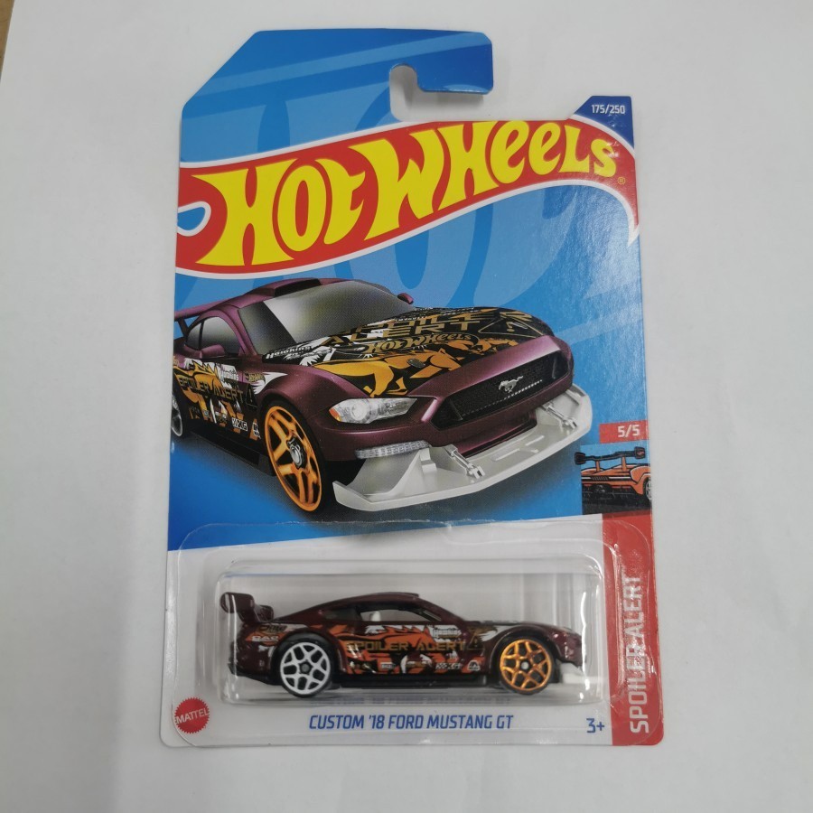Hot Wheels Custom 18 Ford Mustang GT Maroon Tampo Spoiler Alert