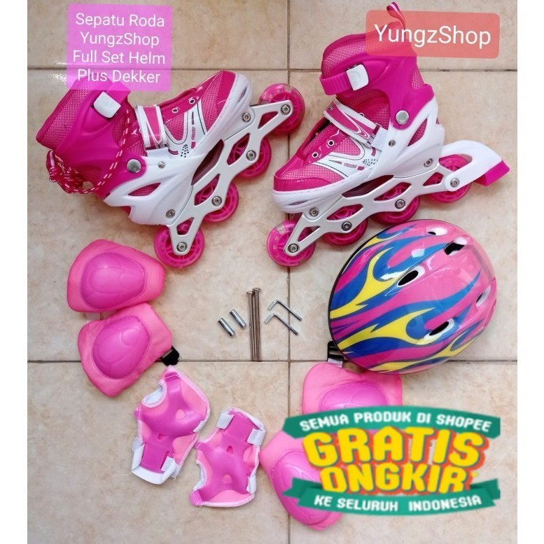 Sepatu Roda Inline Bajaj Anak Anak Sepatu Roda Bajaj/ hitam kuning hijau