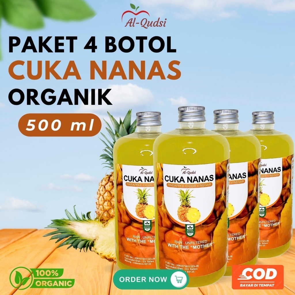 

Promo 4 Botol Cuka Nanas Al Qudsi Cider Vinegar With Mother