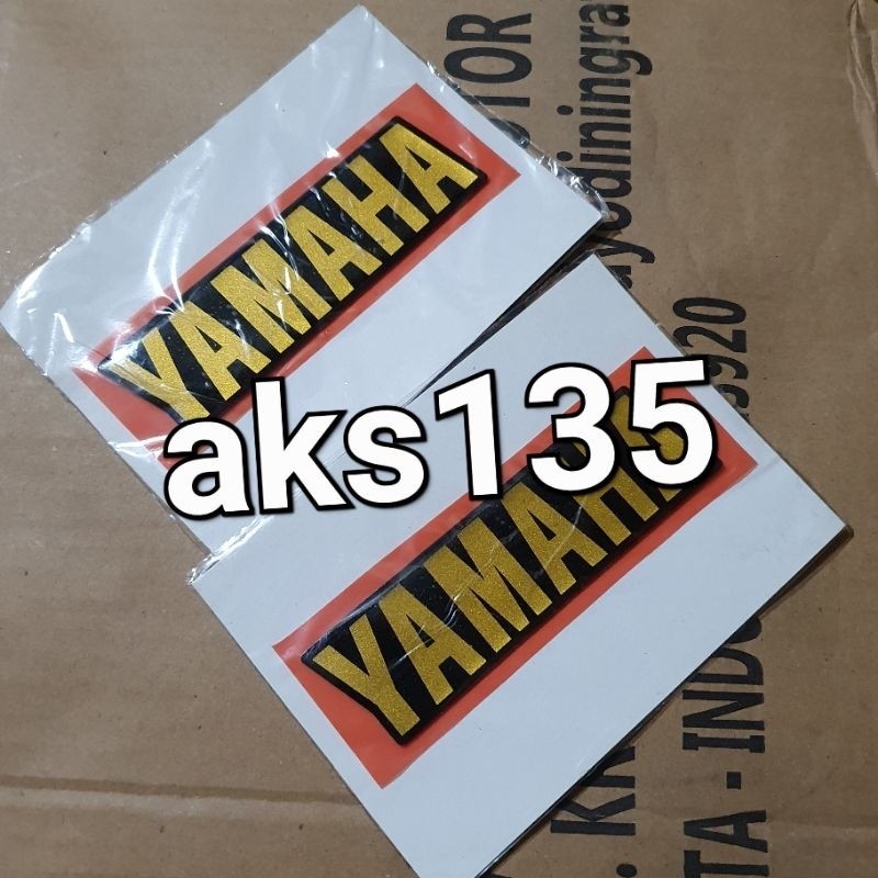 stiker logo emblem yamaha gold cover box aki rx king rxking 2001 2002 Original