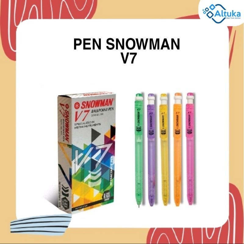 

(12Pcs) Bolpen / Pulpen Snowman V7 tinta hitam