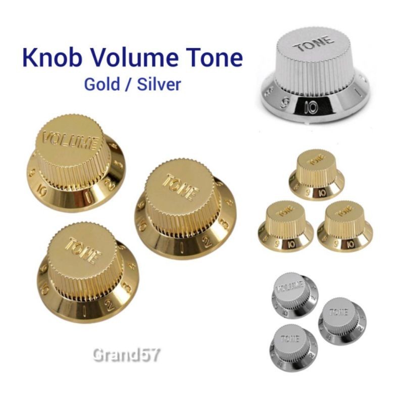 Knob Gitar Volume Tone Control Potensio Gold Silver Fender Squier Strato ST SQ Gibson Epiphone