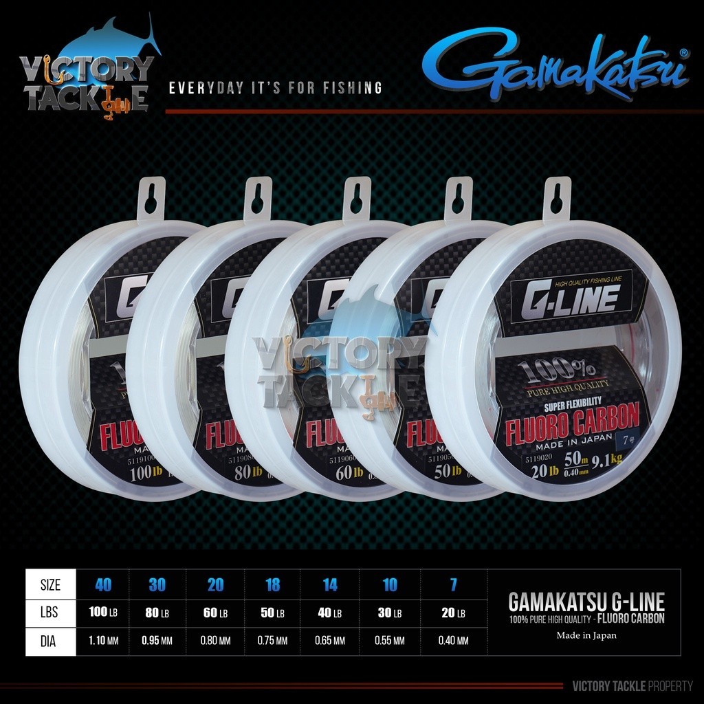 Senar Pancing Benang Leader
 GAMAKATSU G-LINE FLUOROCARBON BIG SPOOL 50 METER Victory Fishing Mall