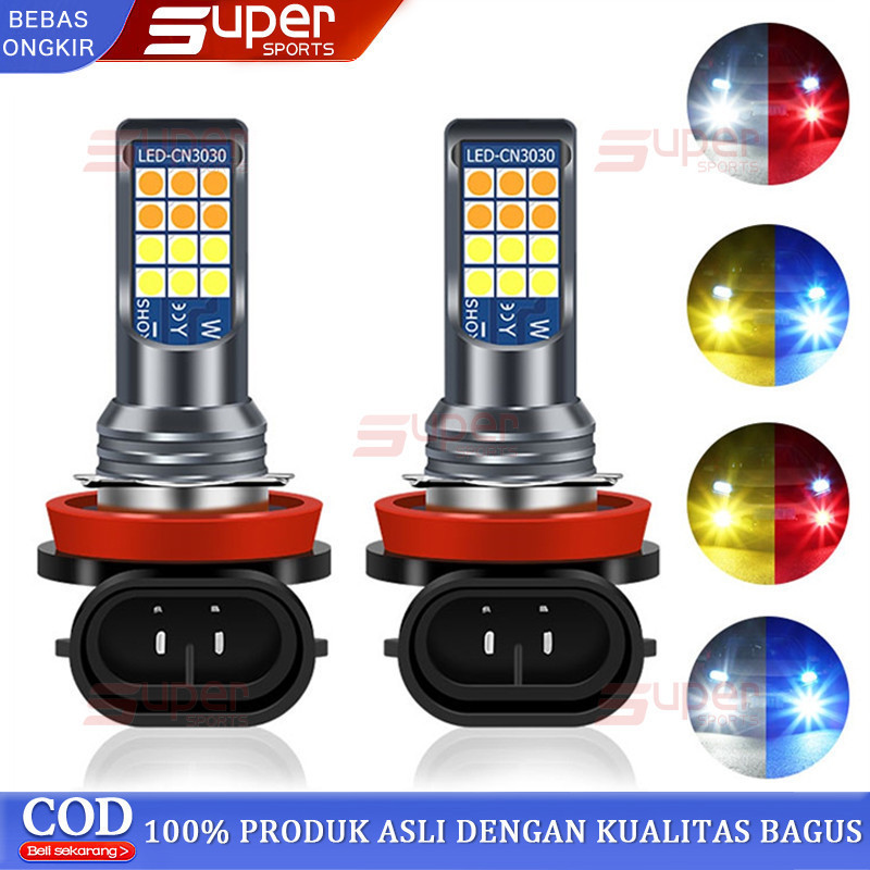 Strip Lampu Kabut Mobil Dua Warna 24LED 24SMD/36SMD H11 Lampu Siang Hari Lampu Mobil Anti-kabut LED 