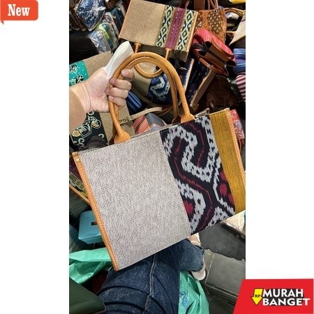 tas jinjing wanita tas tenun kombinasi gail tali kulit map