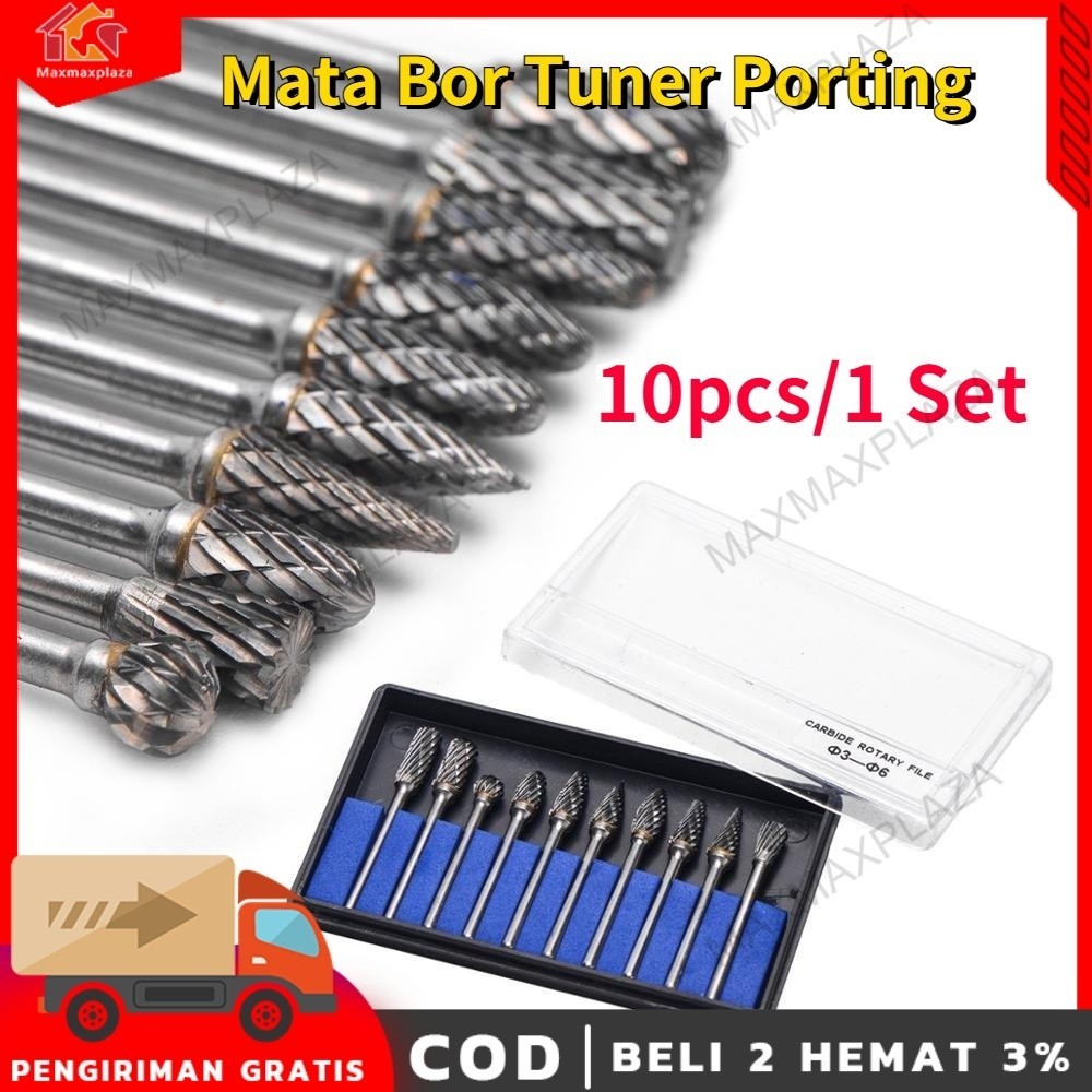 MATA BOR TUNER PORTING 1 SET LENGKAP ISI 10 PCS MATA BOR CUNER PORTER TUNGSTEN CARBIDE UNTUK