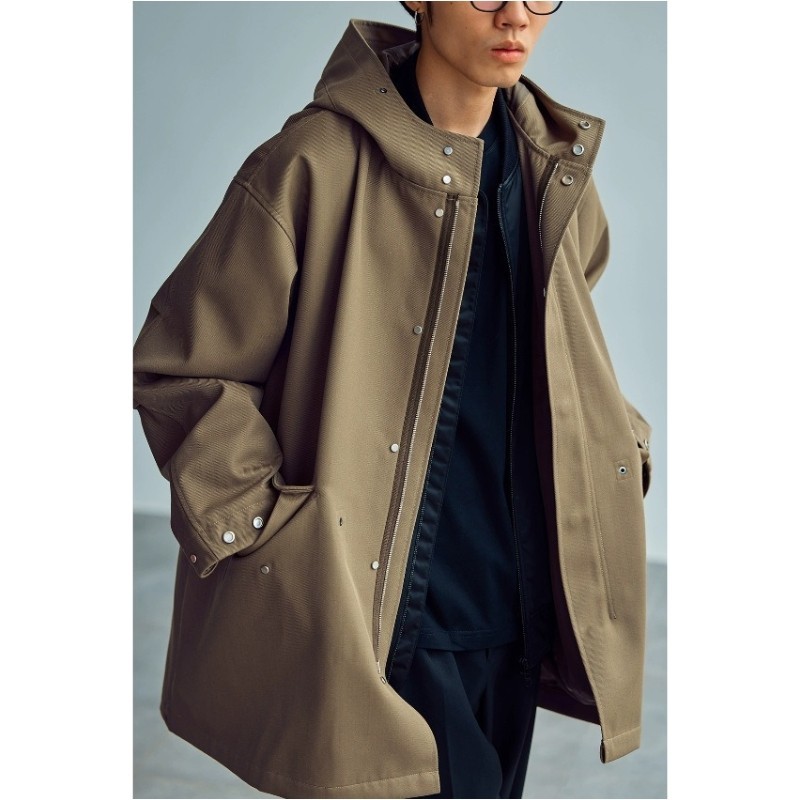 Fishtail Parka Jacket for Men Windbreaker Coat Spring and Autumn Men's Clothing Hoodied Casual Outwe