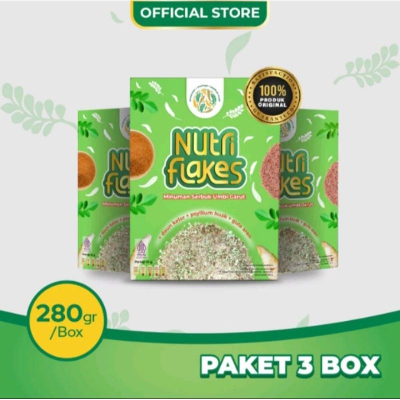

PAKET 3 BOX nutriflakes sereal umbi garut original asli