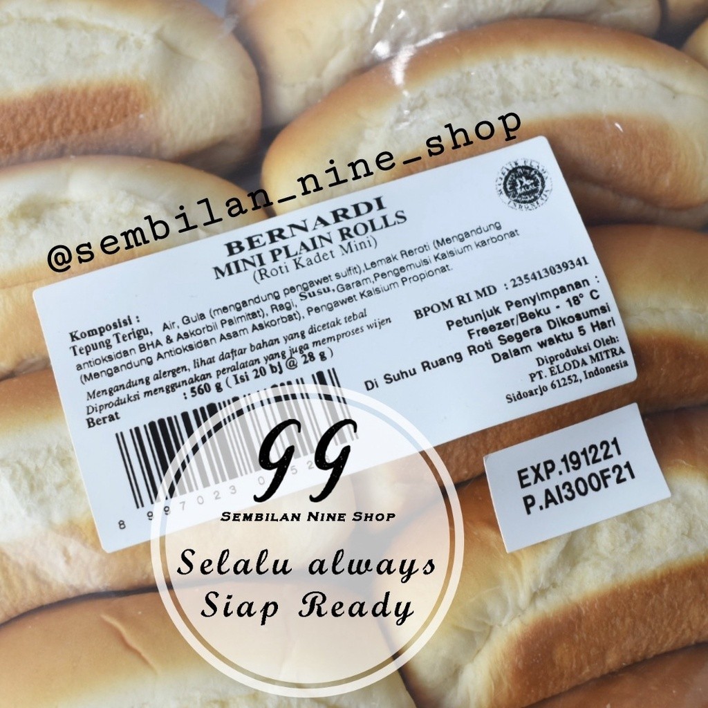 

RB BERNARDI Roti HOTDOG MINI Plain Rolls 20 PCS Hot Dog Bun Bread