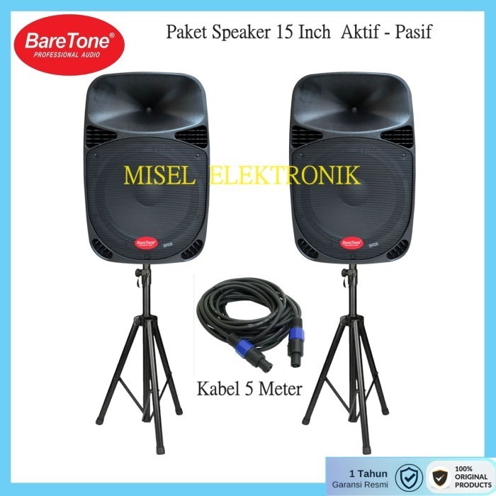 Speaker Aktif pasif Baretone 15 Inch BareTone MAX15MB USB Bluetooth