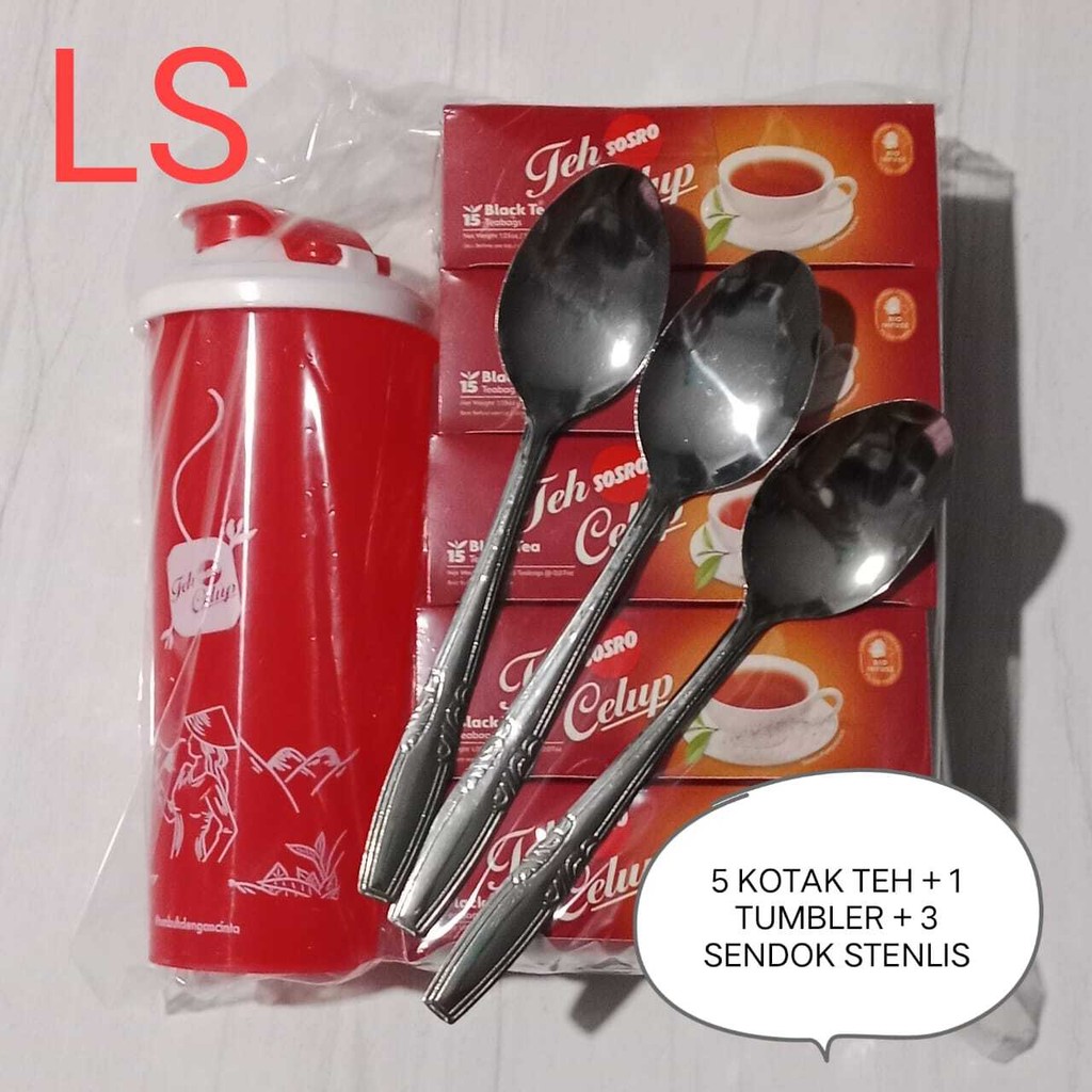 

Teh Clup sosro PAKET 1 Tenteng isi 5 pcs FREE TUMBLER + 3 SNDOK STENLI