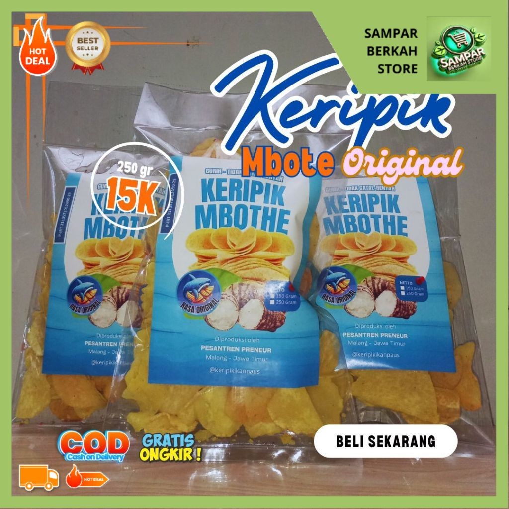 

Camilan Sehat & Renyah: Keripik Mbote Original 250gr untuk Semua Kesempatan! Camilan 250 gram Keripik Original Gurih Renyah Kualitas Premium