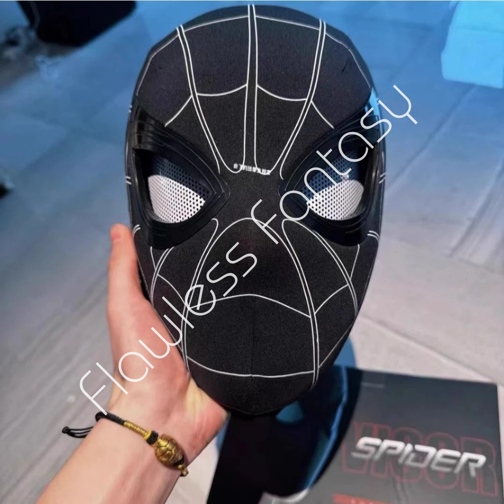 Mask Topeng Spiderman Black Spider Moving Eyes Superhero Movie Prop Costume Cosplay