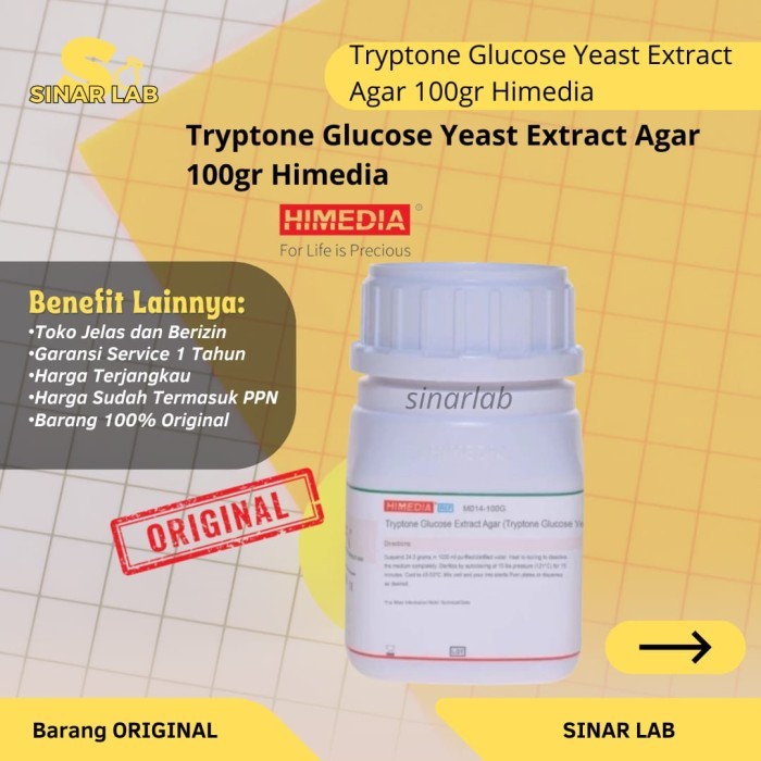 Tryptone Glucose Yeast Extract Agar 100gr Himedia