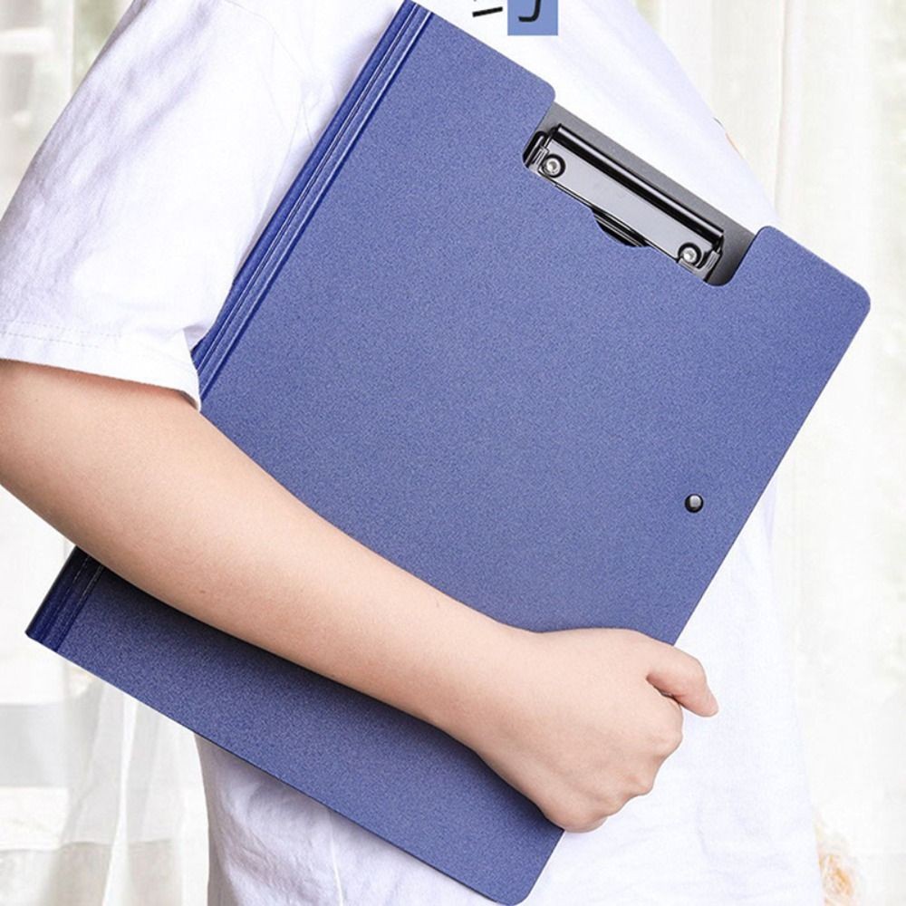 

A4 Frosted File Folder Memo Clip Board Test Paper Storage Organizer with Double Clips Solid Color Multifunction Stationary