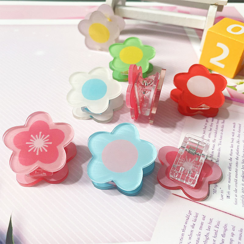 

Colorful Flower Acrylic Binder Clip PP Clip Planner Clips Paper Clamp Office Decorative Supplies School Stationery Office
