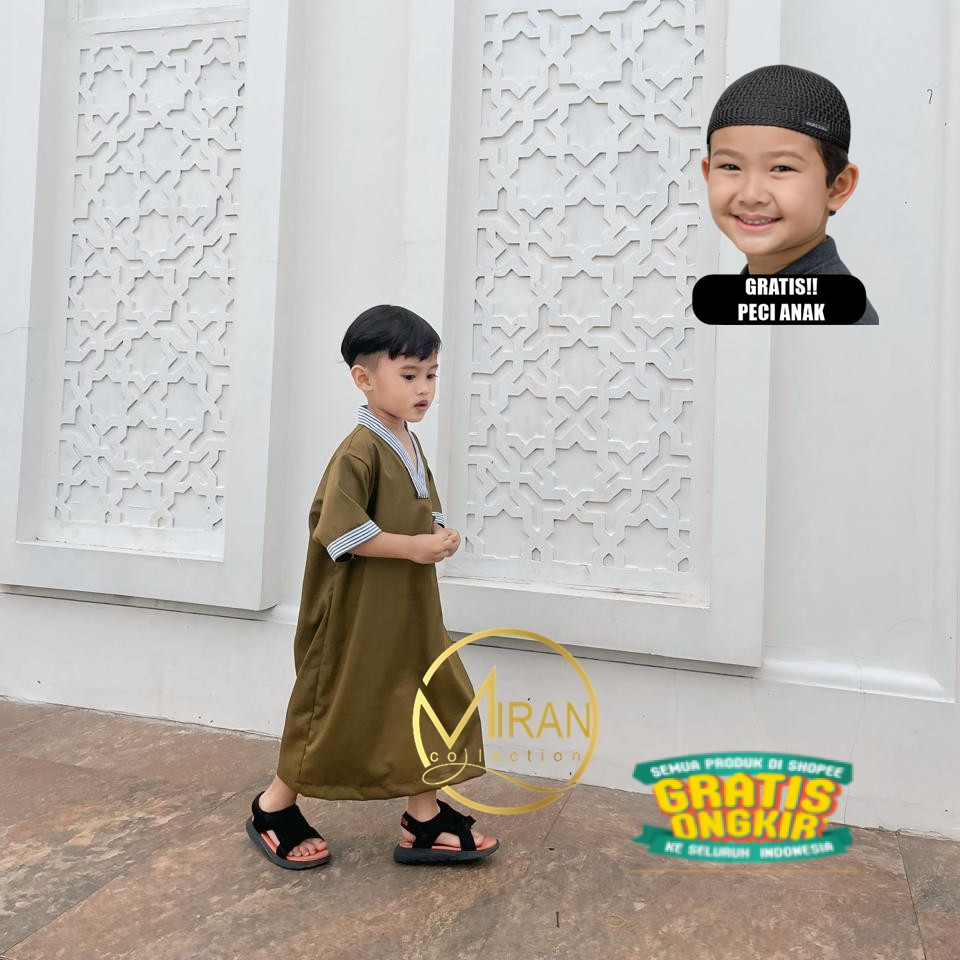 Bisa COD Jubah Koko Anak Cowok 2 3 5 Tahun Baju Gamis Anak Laki Laki Model Tangan Pendek Lebaran/ TK