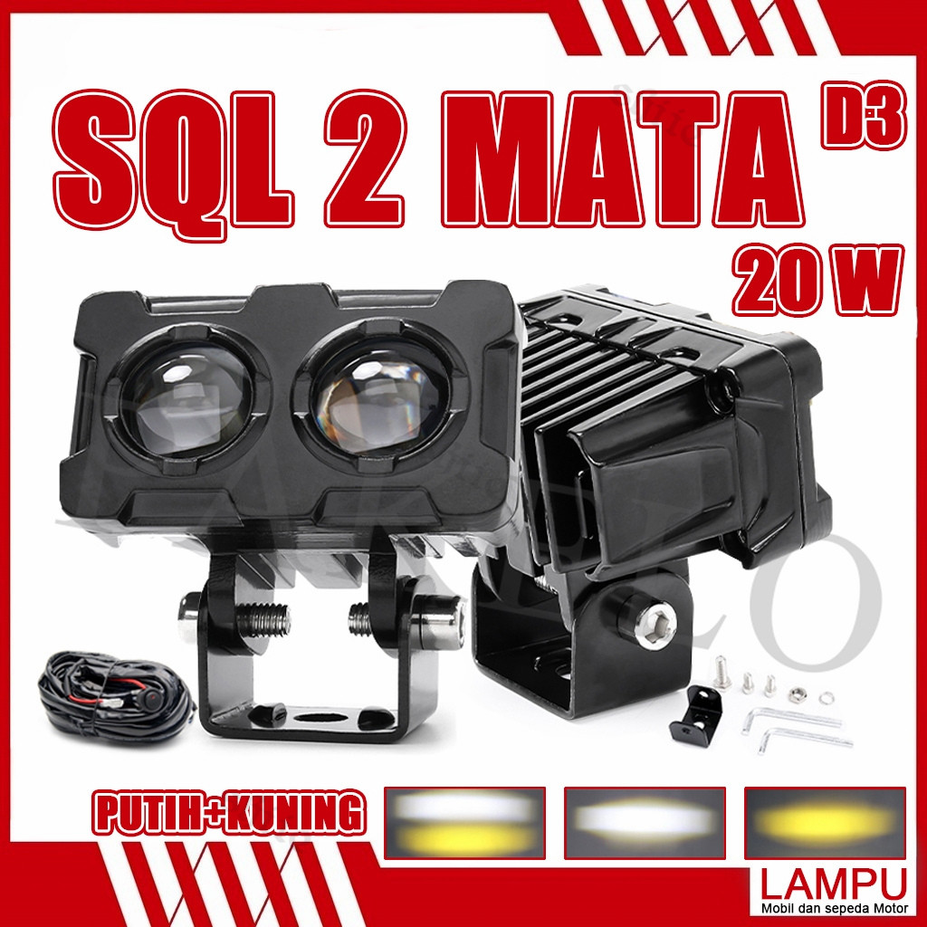 Lampu Tembak SQL 2 Mata Cr7 Lampu Tembak Led Laser D2 Sql Lampu Sorot 2 Mata Foglamp CR 7