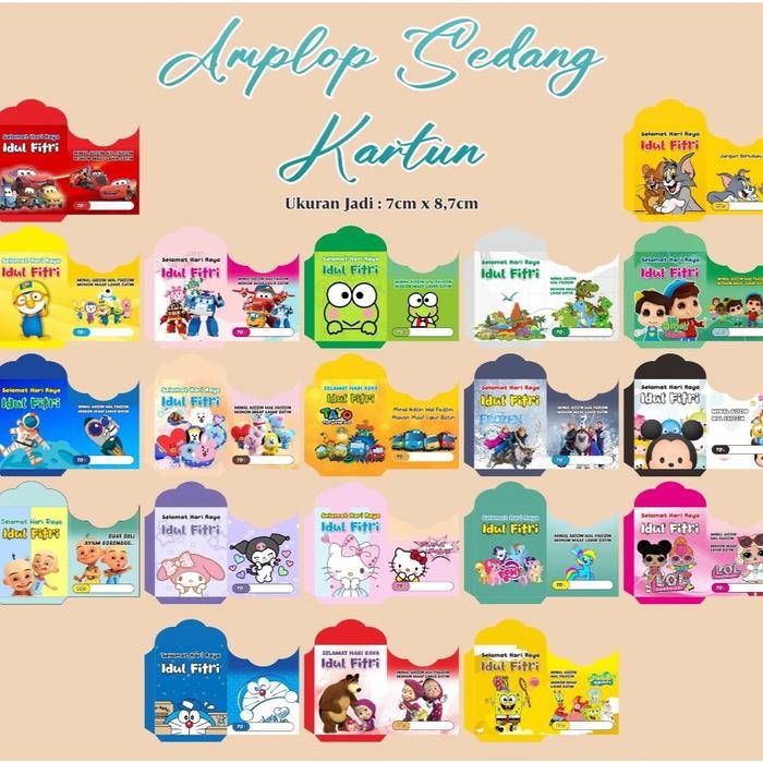 

MUMPUNG PROMO PROMO Amplop lebaran lucu masih lembaran belum dilem dan di lipat bonus Plastik isi -+1000 - -, - TERLARIS