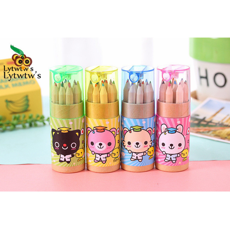 

1 Set Lytwtw's Korean Stationery Cartoon Cute Doctor Bear Print Non-Toxic Crayon Oil Painting Stick Student School Supply