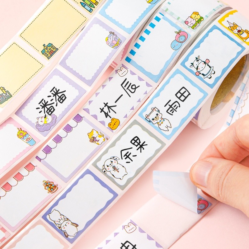 

350pcs label Name Tag Kartun simple Digulung Kantor Sekolah