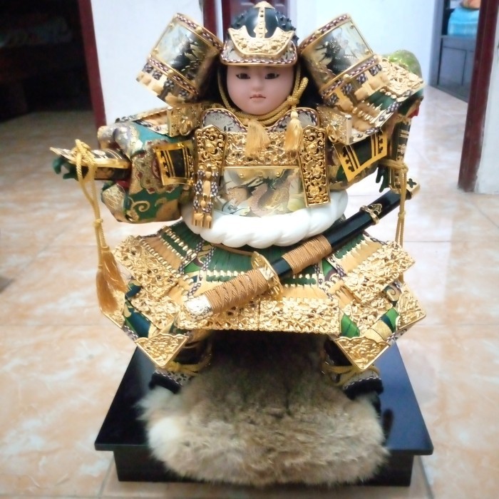 boneka antik kaisar jepang samurai spirit doll ASLI JEPANG 60cm+