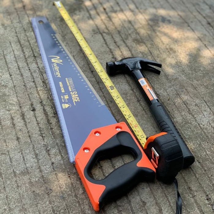 POPEYE Paket Gergaji Kayu 18" Palu Kambing Gagang BESI MAGNET 8 oz Gergaji Kayu Gagang Plastik 18