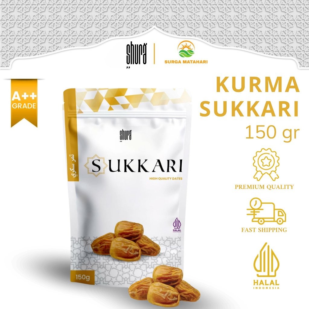 

Shura Kurma Sukkari Premium Original High Quality 150gr Pouch