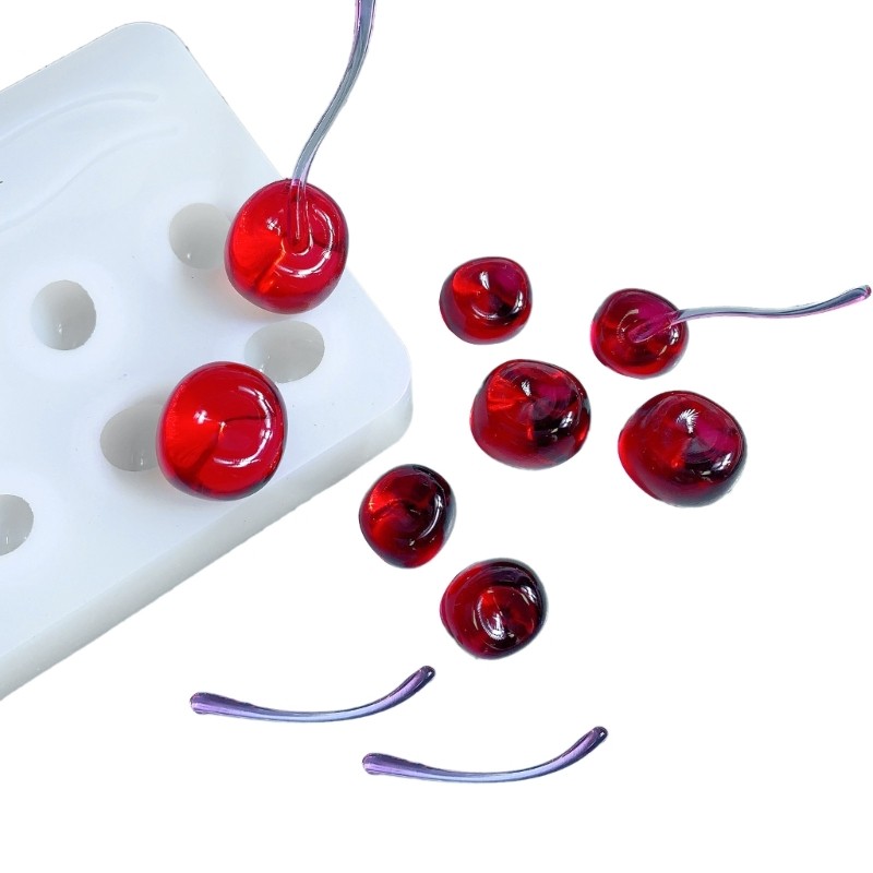

Cherry Fruit Cream Parts Necklace Mold Resin Art Mold Necklace Silicone Mold Epoxy Resin Keychain Pendant Mold