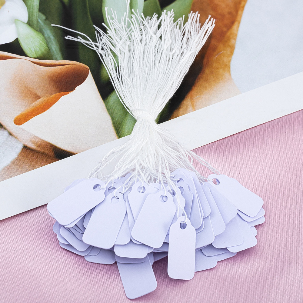 

100Pcs Jewelry String Cord Price Tags Rectangle White Blank Labels for Jewelry Display Card Promotion Label Hang Paper Tag