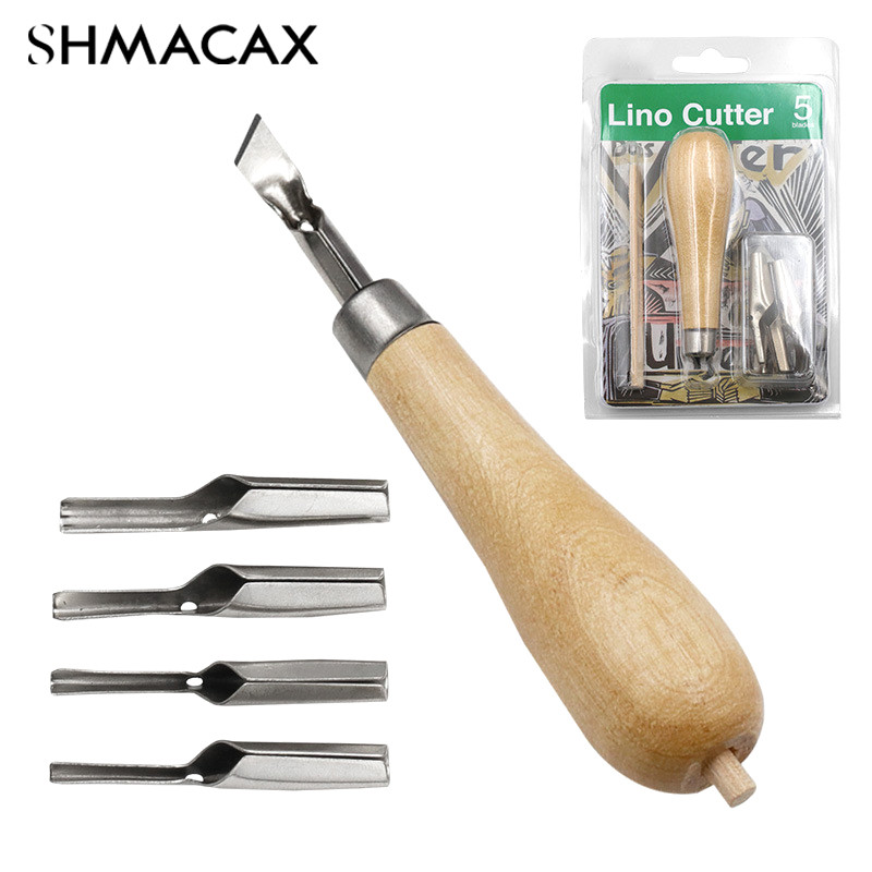 

Printmaking Carving Tools Set With 5 Blade DIY Lino Block Cutting Stamp Carving Tool Accessories Art Sculpture Supplies