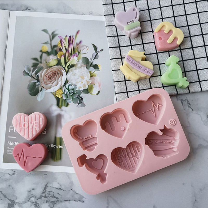 

Multicavity Love Heart Chocolate Silicone Mold Candy Biscuit Mould Love Ice Tray Baking Tool Gift Love Fondant Cake Candle Mold