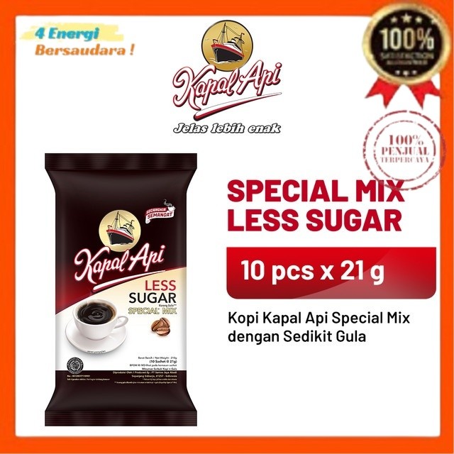 

Kopi KAPAL API Special Mix Less Sugar 1 Pack (10 x 21 gr) 4 Energi Bersaudara