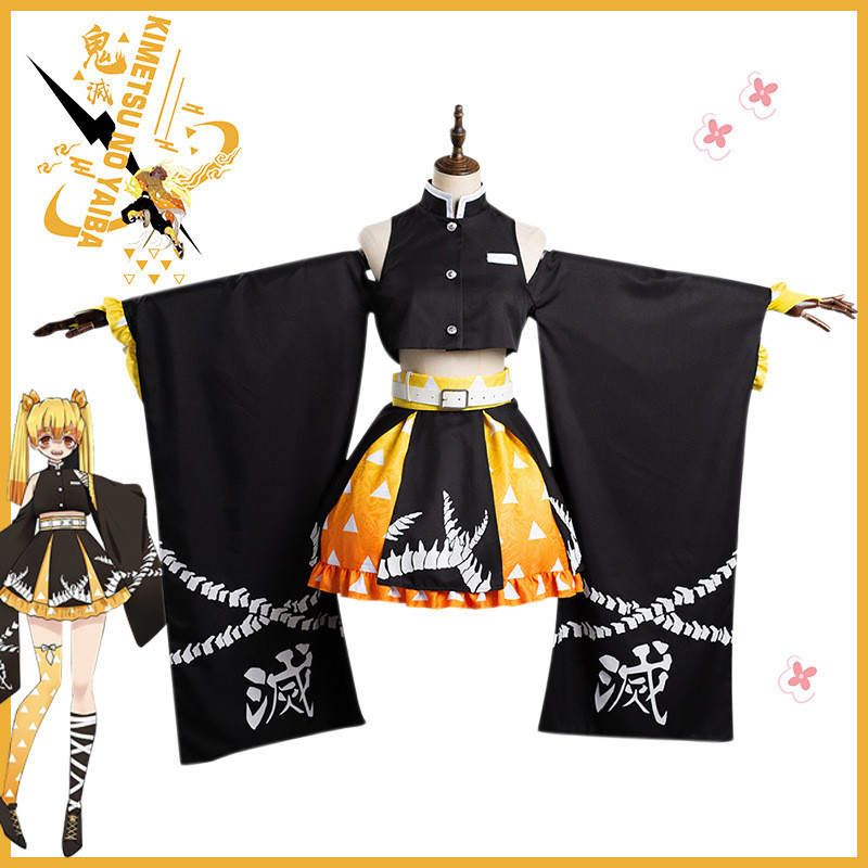 Japanese Anime Lolita Kimono Agatsuma Zenitsu Cosplay Costume Kimono Maid Cosplay Maid Dress Schoolg