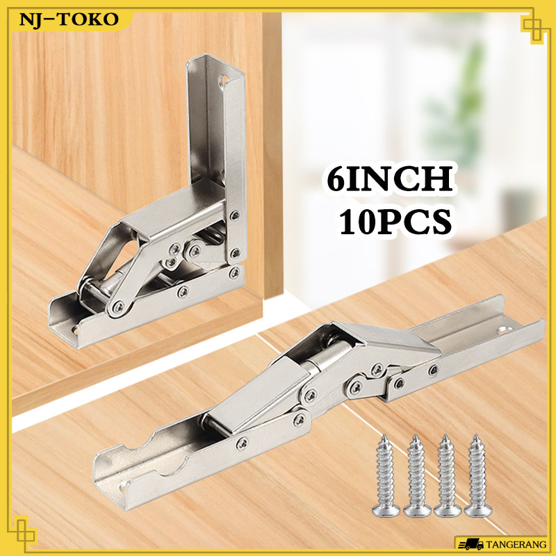 6 Inch Engsel 90 Derajat 10 PCS Engsel Lipat 90 Derajat Bahan Baja Canai Dingin Engsel Bawah Pintu L