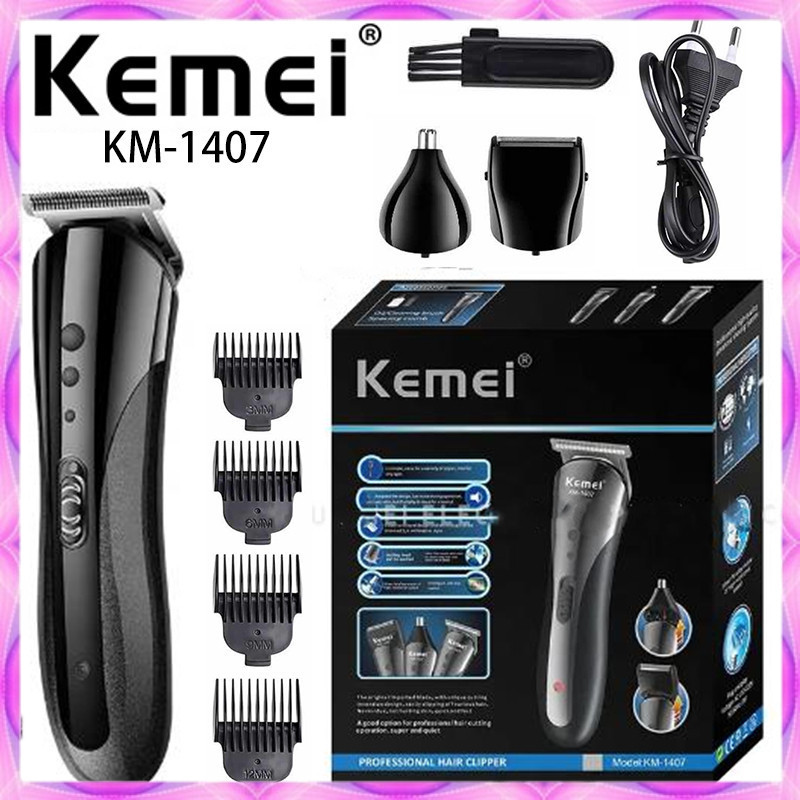 MESIN ALAT CUKUR RAMBUT PRIA KEMEI KM-1407 Kemei Alat Cukur Rambut Kumis Elektrik Hair Trimmer Recha