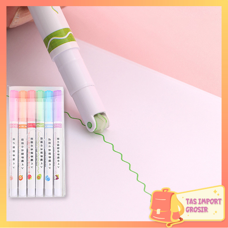 

Tas Import - S5877 Pena Garis Warna Bermotif / Spidol Garis Aesthetic / Roll Line Marker Estetik / Pulpen Highlighter / Spidol Garis Line Marker