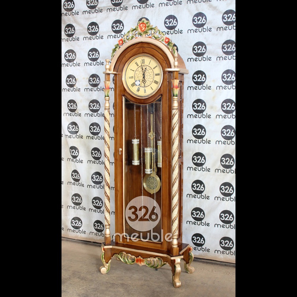 Lemari Jam Ulir Jati - Almari Jam Hias Jati Mebel Jepara