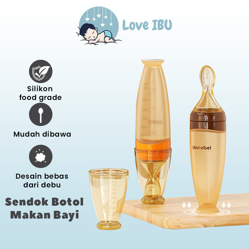 [ Love IBU ]  Silicone Baby Feeder Spoon / Sendok Botol Makan Bayi / Botol Sendok Makan Bayi Mpasi S