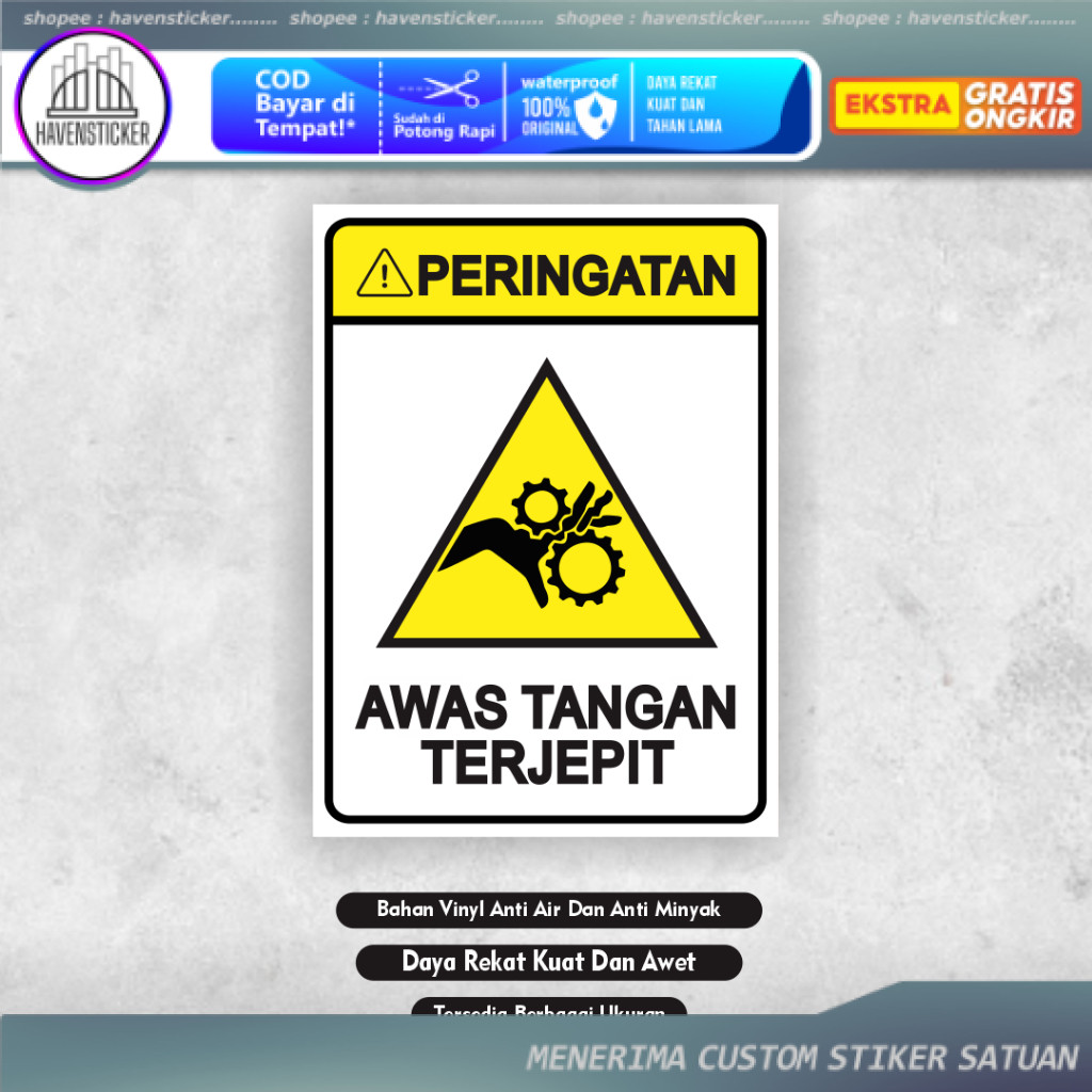 

Stiker Peringatan Awas Tangan Terjepit - Sticker Awas Tangan - Sticker Safety