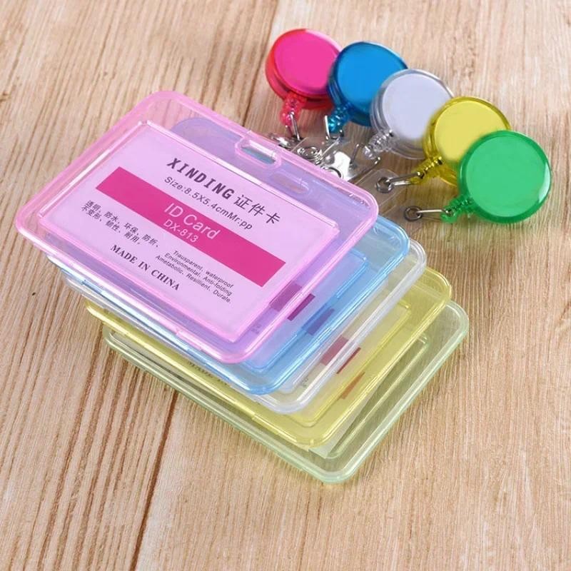 

Retractable Clear Waterproof Card Cover Business Credit Cards Bank ID Card Sleeve Protect Holder Case for Student Women Men