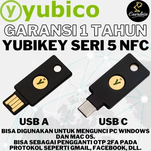 YubiKey 5 Series 5 NFC/5C NFC FIDO2 Certified USB A USB C Security Key